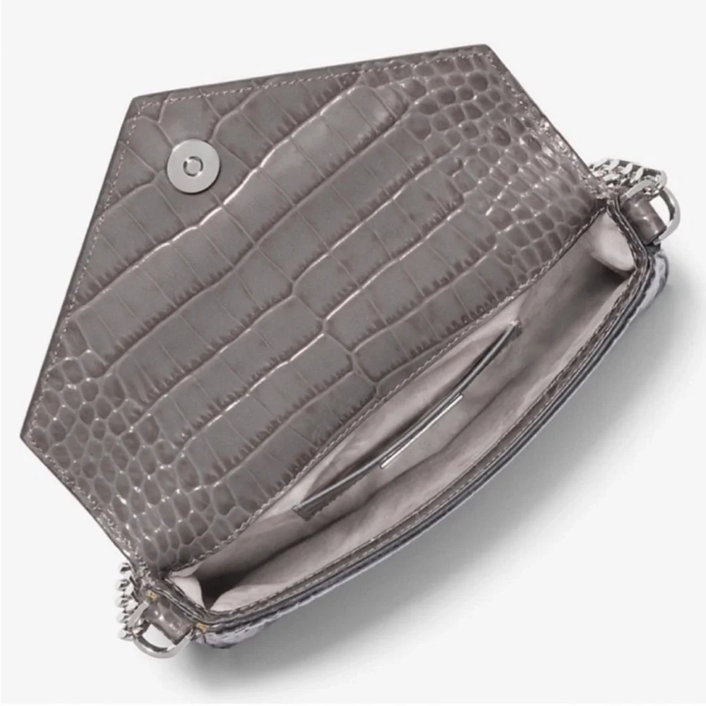 Michael Kors Collection Manhattan Medium Crocodile Embossed Patent Leather Bag